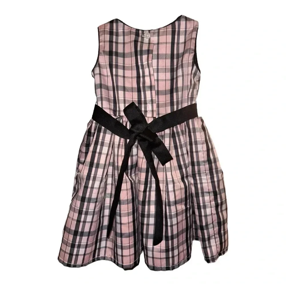 Joe-Ella dress. Black/Pink with pink roses and tie back Size 9-12m